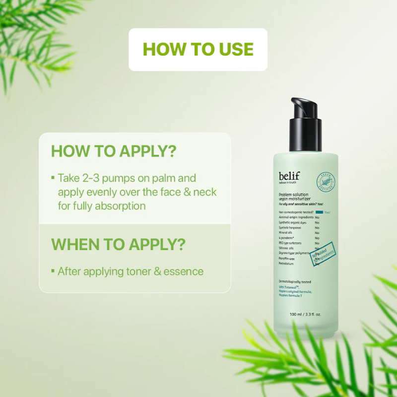 Belif Problem Solution Vegan Moisturizer 100ml | hebeloft
