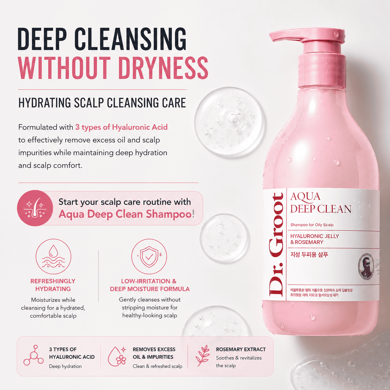 Dr Groot Aqua Deep Clean Shampoo Set 330ml + 100ml | hebeloft