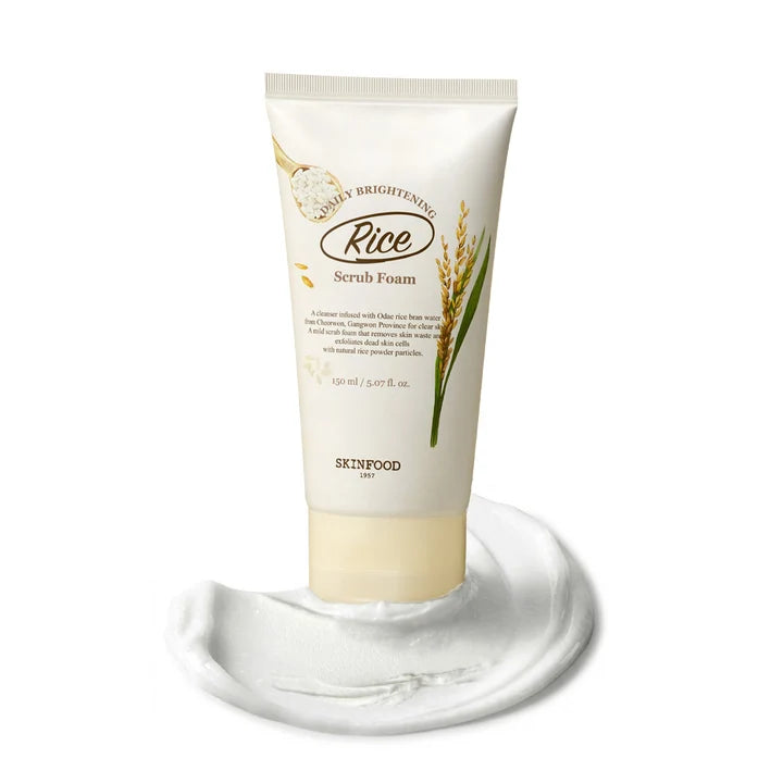 SKINFOOD Rice Daily Brightening Scrub Foam 150ml exfoliating face wash tube