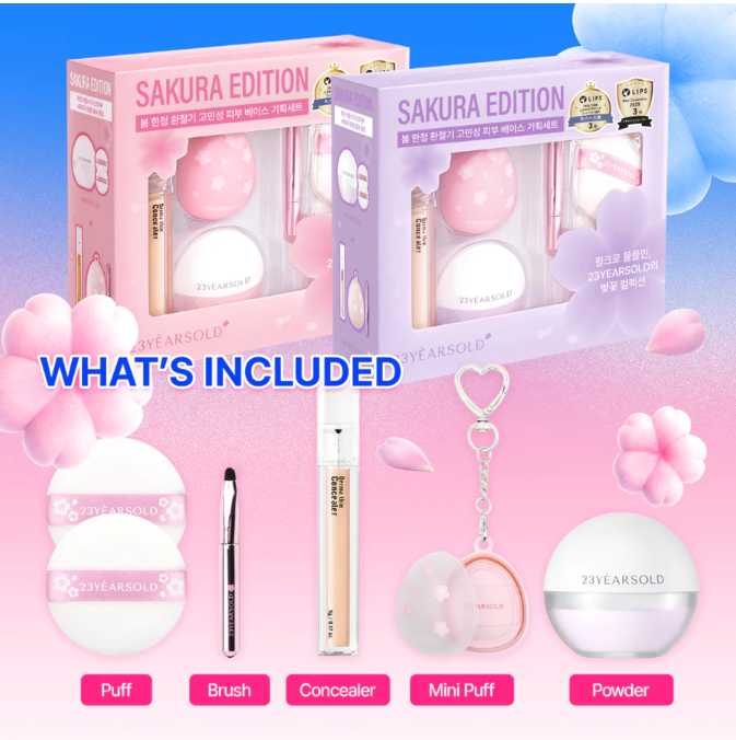 23YEARSOLD Derma Thin Cherry Blossom Base Set (Pink)