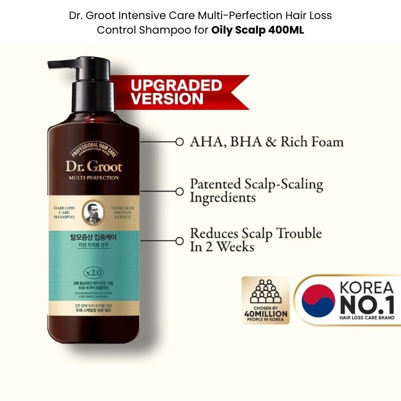 Dr. Groot Intensive Care Multi-Perfection Hair Loss Control Shampoo for Oily Scalp 400ML | hebeloft