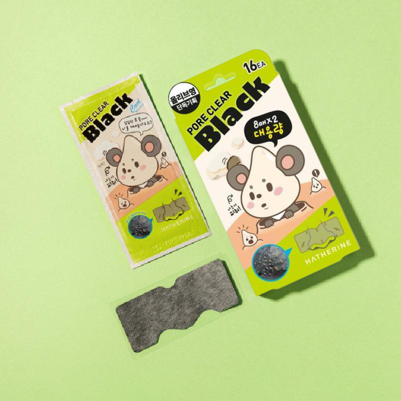 Hatherine Pore Clear Black Nose Strip 16 Sheets | hebeloft